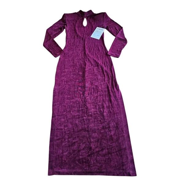 Vgt PG Collections burgundy long sleeve front and back Keyhole column dress fits - Picture 3 of 6